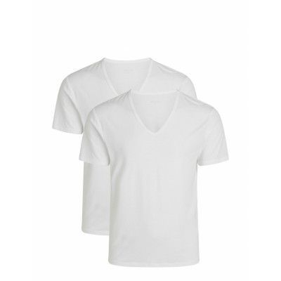 2-Pack Men Bamboo V-Neck Undershirt Underwear Night & Loungewear Pyjama Tops Vit URBAN QUEST