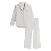 Tommy Hilfiger Ls Stripe Flnl Shirt Pj Set Grå