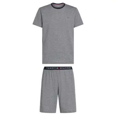 Tommy Hilfiger Ss Jersey Pj Set Stripes Grå
