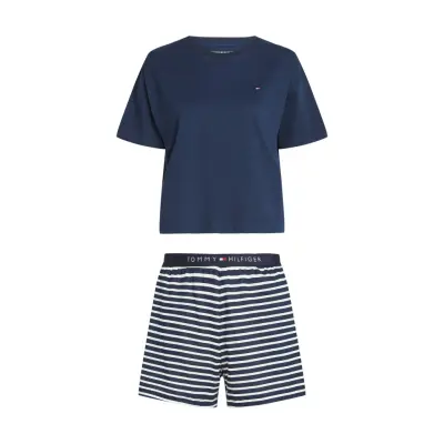 Tommy Hilfiger Ss Prt Pj Short Set Blå
