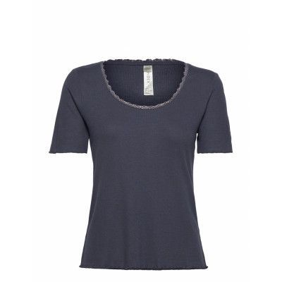 Top Pyjama Viscose Rib Top Blå Lindex