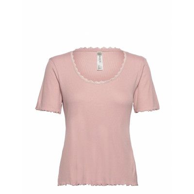 Top Pyjama Viscose Rib Top Rosa Lindex