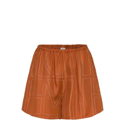 TOTEME Monogram Silk Pj Shorts - Orange - 34