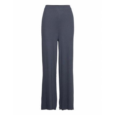 Trousers Pyjama Viscose Rib Pyjamasbyxor Mjukisbyxor Blå Lindex