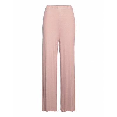 Trousers Pyjama Viscose Rib Pyjamasbyxor Mjukisbyxor Rosa Lindex