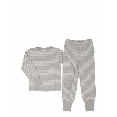 Two Pcs Pyjamas Classic Pyjamas Set Grå Geggamoja
