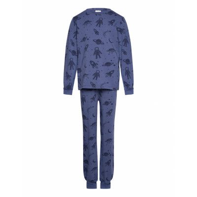 Geggamoja Two Piece Pyjamas Blue Astronaut Blå