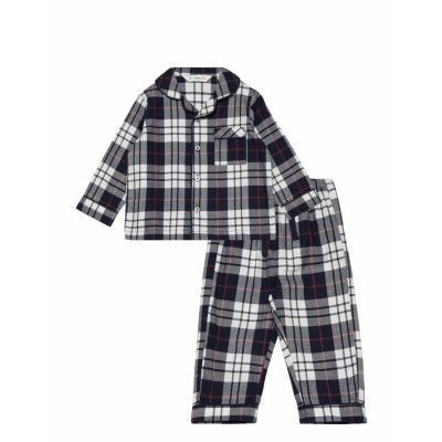 Two-Pieces Check Long Pyjamas Pyjamas Set Navy Mango
