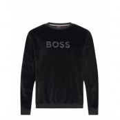 Velour Sweatshirt *Villkorat Erbjudande Sweat-shirts & Hoodies Pyjama Tops Svart BOSS