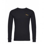 Waffle-Knit Crewneck Sleep Shirt Underwear Night & Loungewear Pyjama Tops Black Polo Ralph Lauren Underwear