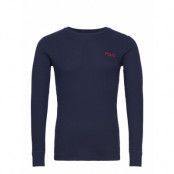Waffle-Knit Crewneck Sleep Shirt Underwear Night & Loungewear Pyjama Tops Navy Polo Ralph Lauren Underwear