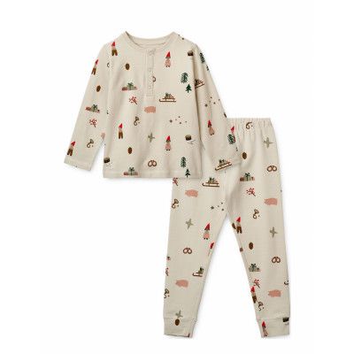 Wilhelm Printed Pyjamas Set Pyjamas Set Kräm Liewood