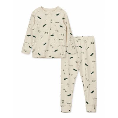 Wilhelm Printed Pyjamas Set *Villkorat Erbjudande Pyjamas Set Vit Liewood