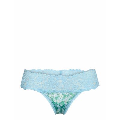 10Cm Far Out Lace Thong Stringtrosa Underkläder Blå Aerie