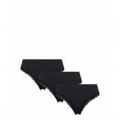3 Pack Brief Rib Thong Reg S Stringtrosa Underkläder Black Lindex