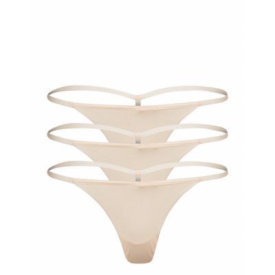 3-Pack Invisible String T *Villkorat Erbjudande Stringtrosa Underkläder Creme Hunkemöller