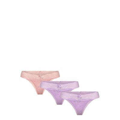 3-Pack Madison Ulv String *Villkorat Erbjudande Stringtrosa Underkläder Lila Hunkemöller