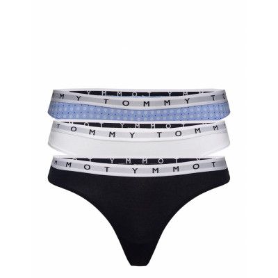 3p Thong Print Stringtrosa Underkläder Blå Tommy Hilfiger
