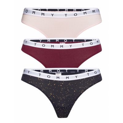 3p Thong Print Stringtrosa Underkläder Rosa Tommy Hilfiger