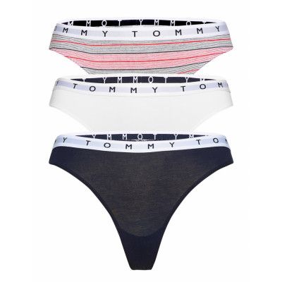 3P Thong Print *Villkorat Erbjudande Stringtrosa Underkläder Vit Tommy Hilfiger
