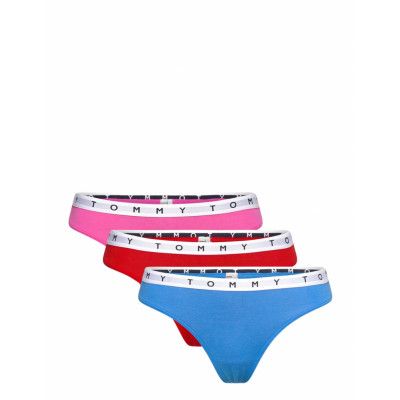 3P Thong Print *Villkorat Erbjudande Stringtrosa Underkläder Blå Tommy Hilfiger