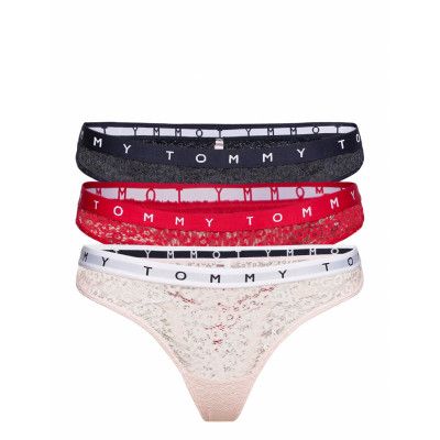 3P Thong Stringtrosa Underkläder Multi/mönstrad Tommy Hilfiger