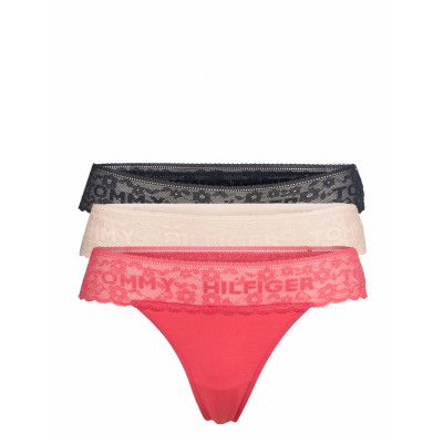 3P Thong Stringtrosa Underkläder Multi/mönstrad Tommy Hilfiger