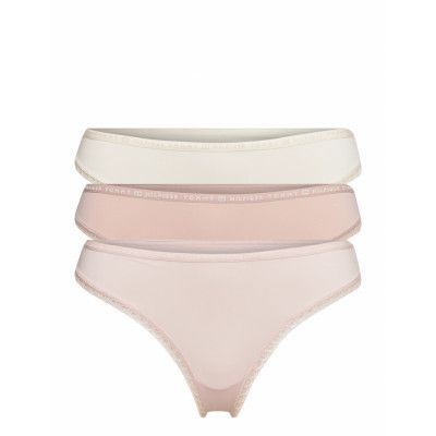 3P Thong Micro Lace Stringtrosa Underkläder Rosa Tommy Hilfiger