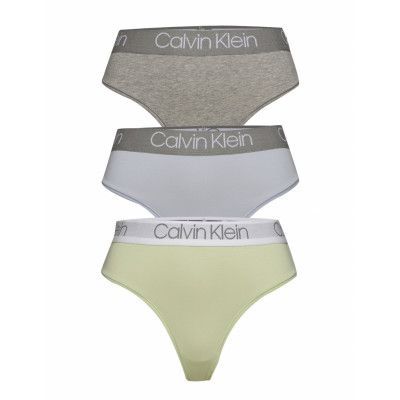3Pk High Waist Thong Stringtrosa Underkläder Multi/mönstrad Calvin Klein