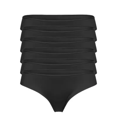 6-Pack Invisible String Lace Back Stringtrosa Underkläder Svart Hunkemöller
