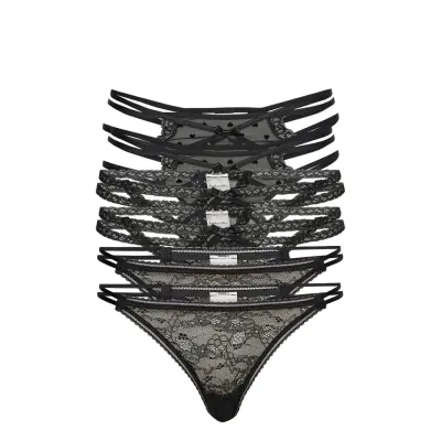 6-Pack Irina String T Stringtrosa Underkläder Svart Hunkemöller