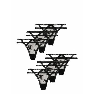 6-Pack Irina String Stringtrosa Underkläder Svart Hunkemöller