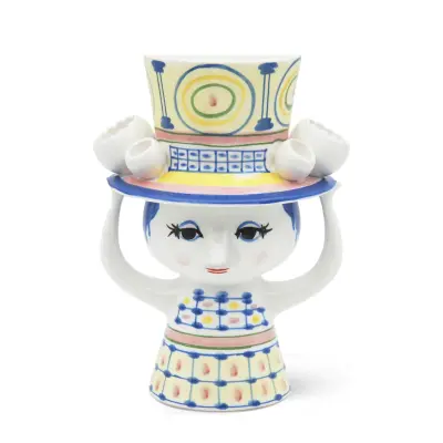 Bjørn Wiinblad Lady With Hat Vase H20.5 Cm Blå - Blue - 20.5 cm