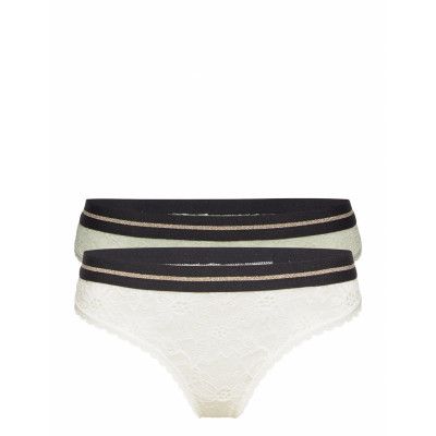 Blooming Lace Thong By Pernille Blume 2 Pack Stringtrosa Underkläder Multi/mönstrad Danish Endurance