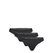 Lindex Brief 3 P Em Lace Thong Reg Co Svart