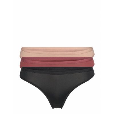 Brief 3 Pack Polly Thong Regul Stringtrosa Underkläder Svart Lindex