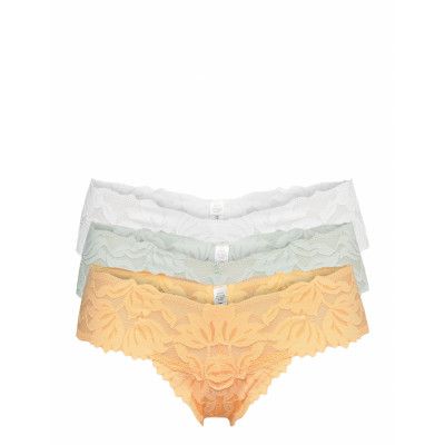 Brief 3 Pack Thong Low Flora *Villkorat Erbjudande Stringtrosa Underkläder Orange Lindex