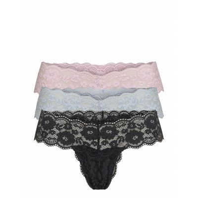 Brief 3 Pack Thong Low Iris Stringtrosa Underkläder Svart Lindex
