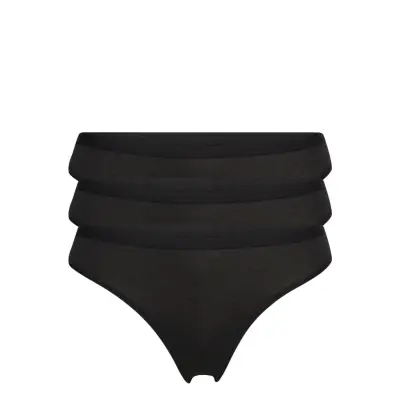 Brief 3 Pack Thong Reg Carin Stringtrosa Underkläder Svart Lindex