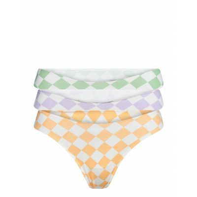 Brief 3 Pk Nova Checks Stringtrosa Underkläder Multi/mönstrad Lindex