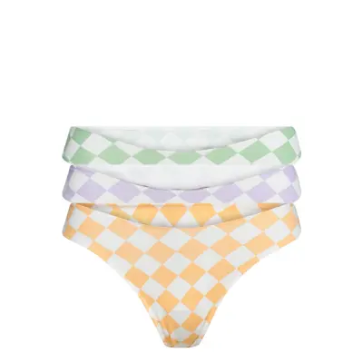 Brief 3 Pk Nova Checks Stringtrosa Underkläder Multi/mönstrad Lindex