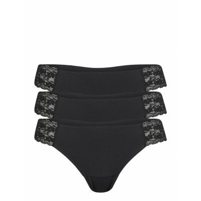 Brief Lace Invisible Thong Low *Villkorat Erbjudande Stringtrosa Underkläder Svart Lindex