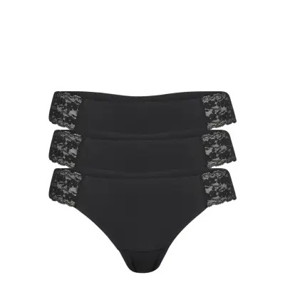 Brief Lace Invisible Thong Low *Villkorat Erbjudande Stringtrosa Underkläder Svart Lindex