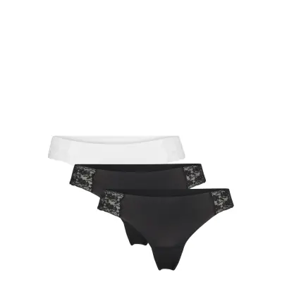 Brief Lace Invisible Thong Low Stringtrosa Underkläder Svart Lindex