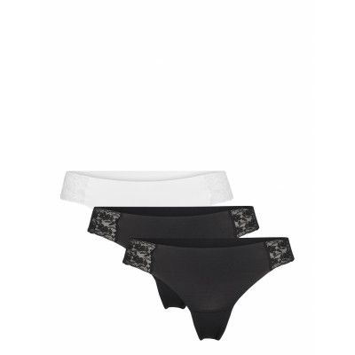 Brief Lace Invisible Thong Low *Villkorat Erbjudande Stringtrosa Underkläder Svart Lindex