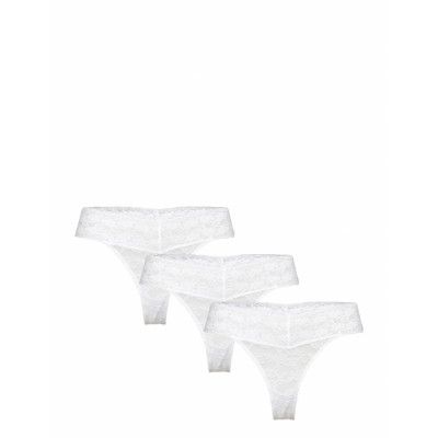 Brief Lacey Thong Low 3 Pack Stringtrosa Underkläder Vit Lindex