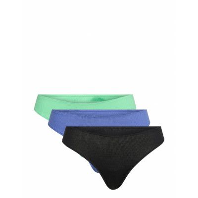 Brief Nova Rib 3 Pack Thong H Stringtrosa Underkläder Blå Lindex