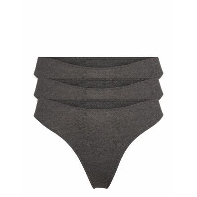 Brief Nova Rib 3 Pack Thong H Stringtrosa Underkläder Grå Lindex