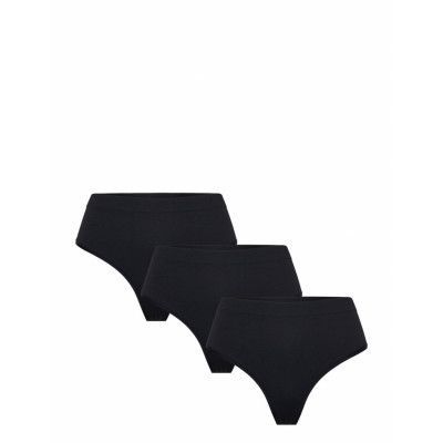 Lindex Brief Rib Thong High Seamless Svart