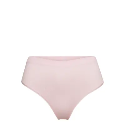 Brief Rib Thong High Seamless Stringtrosa Underkläder Rosa Lindex